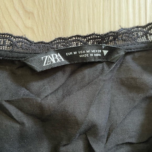 ZARA Embroidered Black Sleeveless Ties Vest Top Small - Picture 3 of 3